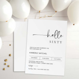Minimalistisk modern 60:e Födelsedagsfest inbjudan