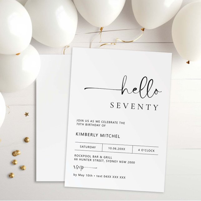 Minimalistisk modern 70:e Födelsedagsfest inbjudan (Skapare uppladdad)