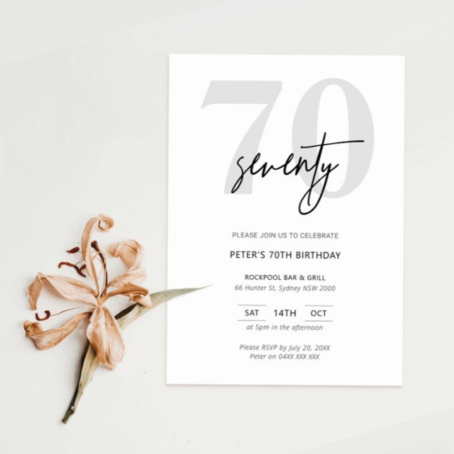 Minimalistisk modern 70:e Födelsedagsfest inbjudan (Skapare uppladdad)