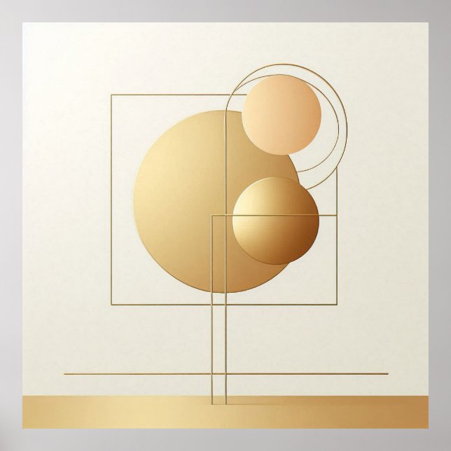 Minimalistisk modern Abstrakt Art Gult Guld Poster (Framsidan)