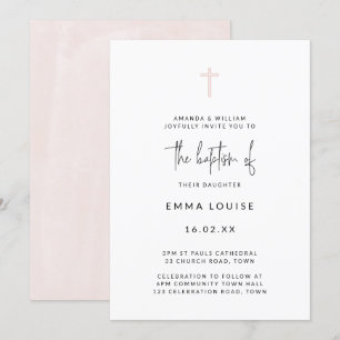 Minimalistisk modern akvarell handskriven dop inbjudningar