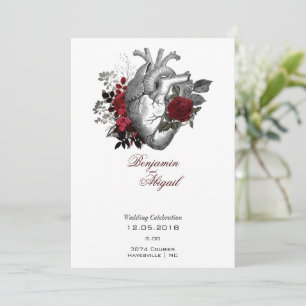 Minimalistisk Modern Anatomy Gothic Heart-Blommigt Inbjudningar