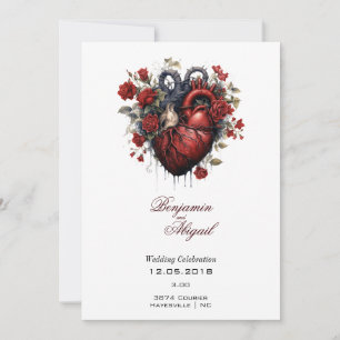 Minimalistisk Modern Anatomy Gothic Heart-Blommigt Inbjudningar