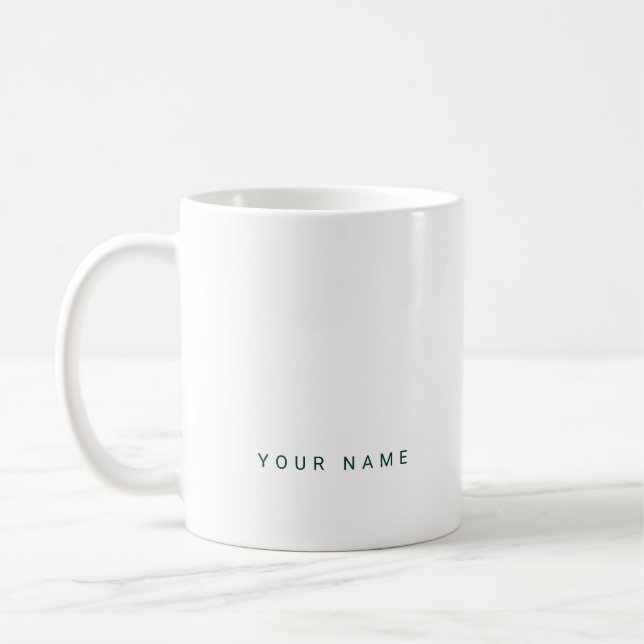 Minimalistisk modern anpassad namn-, text- och fot kaffemugg (Vänster)