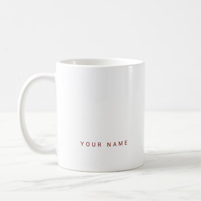 Minimalistisk modern anpassad namn-, text- och fot kaffemugg (Vänster)