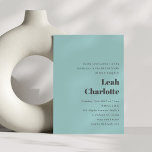 Minimalistisk modern Aqua Blue - Bat mitzvah Inbjudningar<br><div class="desc">Modern minimalistisk Bat mitzvah inbjudan från Aqua Blue och Grått Retro Simple Bröllop</div>
