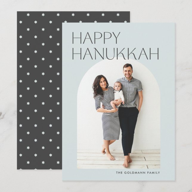 Minimalistisk modern ark-foto Hanukkah-helgkort Julkort (Fram/baksida)