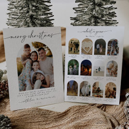 Minimalistisk Modern Årsöversikt Foto Familj Julkort