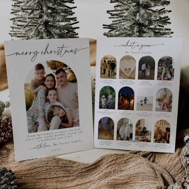 Minimalistisk Modern Årsöversikt Foto Familj Julkort (Skapare uppladdad)