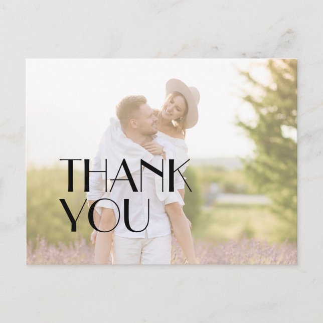 Minimalistisk Modern Art Deco Bröllop Photo Tack Vykort (Framsida)