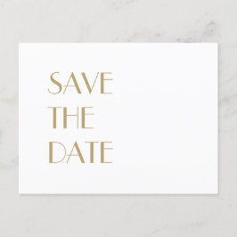 Minimalistisk modern Art Deco-guld bröllopsdatum f Meddelande Vykort