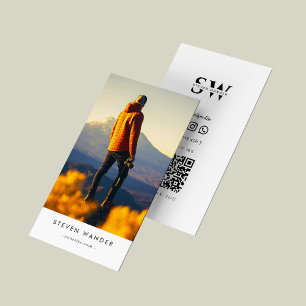 Minimalistisk Modern Äventyr Travel Guide Qr-kod Visitkort