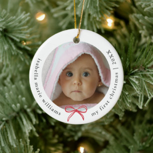 Minimalistisk Modern Baby Foto Första Julen Julgransprydnad Keramik
