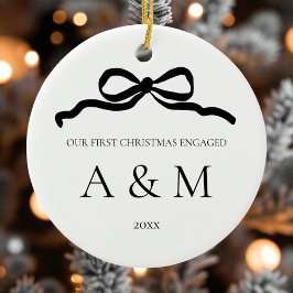 Minimalistisk Modern Båge Första Julen Förlovad Julgransprydnad Keramik