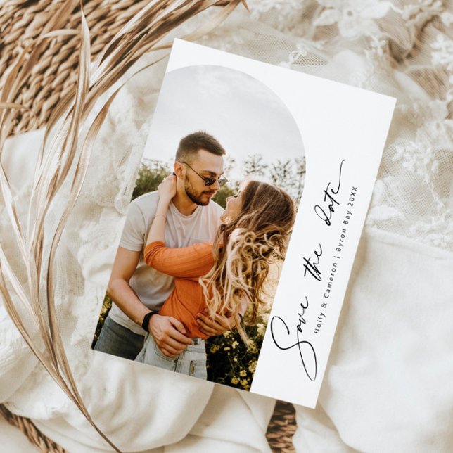 Minimalistisk modern båge foto Spara datum inbjuda Inbjudningar (Skapare uppladdad)