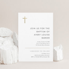 Minimalistisk modern baptism i Guld Kor Inbjudningar
