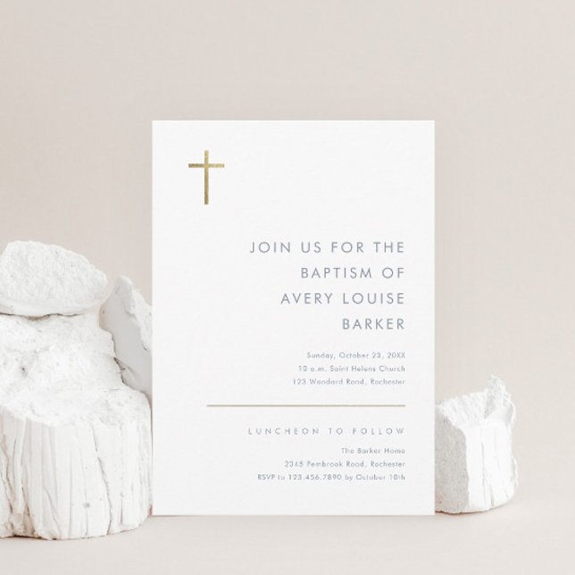 Minimalistisk modern baptism i Guld Kor Inbjudningar (Skapare uppladdad)