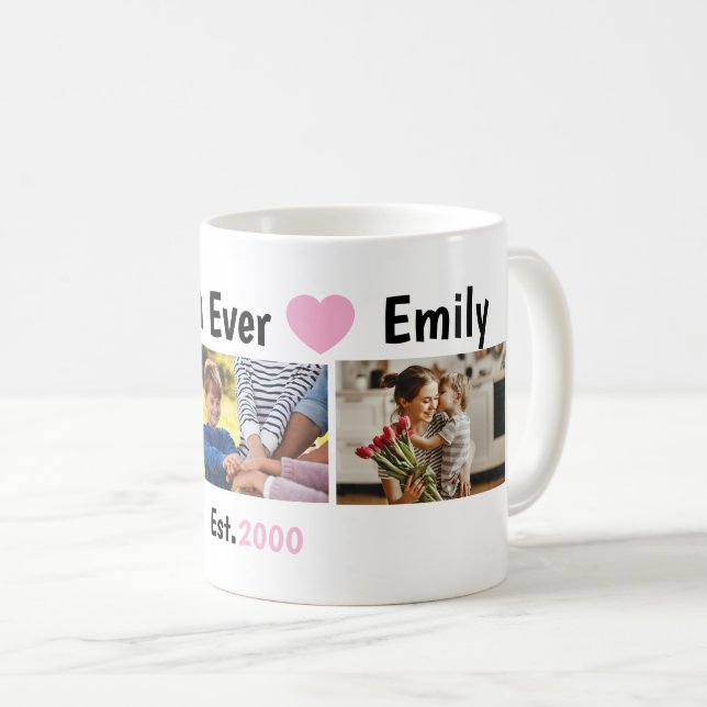 Minimalistisk Modern Bästa Mamma Någonsin Kollage  Kaffemugg (Framsida höger)