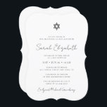 Minimalistisk modern Bat mitzvah David-stjärna Inbjudningar<br><div class="desc">Design består av sans serif-typografi och lekfull kursiv skripttypografi på en enkel bakgrund. Finns här: http://www.zazzle.com/store/selectpartysupplies</div>