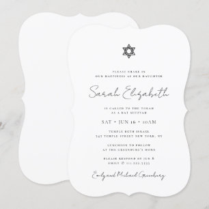 Minimalistisk modern Bat mitzvah David-stjärna Inbjudningar