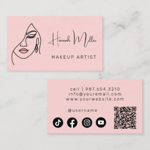 Minimalistisk Modern Beauty Ansikte Logotyp Makeup Visitkort