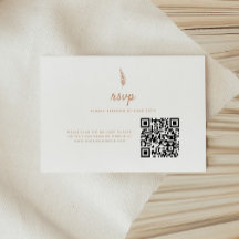 Minimalistisk Modern Beige Blad QR-kod Bröllop