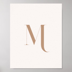 Minimalistisk Modern Beige Monogram Initial Anpass Poster
