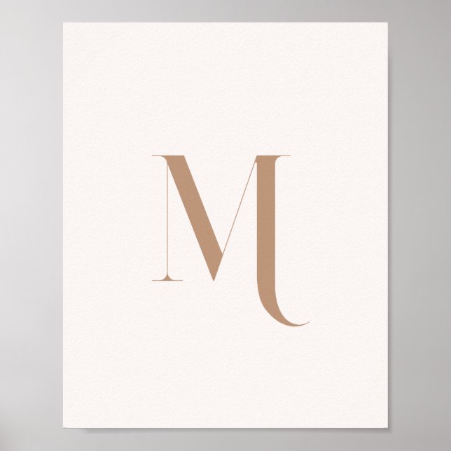 Minimalistisk Modern Beige Monogram Initial Anpass Poster (Framsidan)