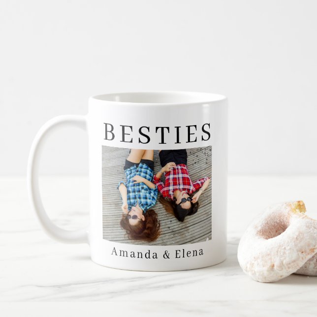 Minimalistisk Modern Best Friends BFF Photo Namn Kaffemugg (Med munk)