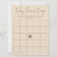 Minimalistisk modern björn Baby Shower Bingo-spel