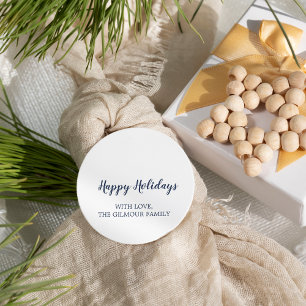 Minimalistisk Modern Blå Glad Jul Presente Runt Klistermärke