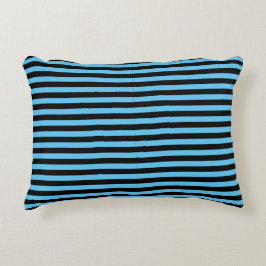 Minimalistisk Modern Blå och Svart Randig Prydnadskudde
