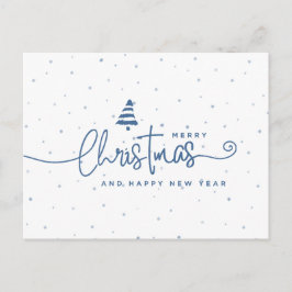 Minimalistisk Modern Blå och Vit Jul Högtid Helg Vykort