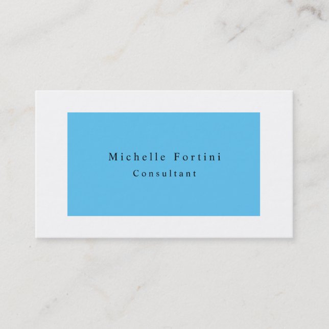 Minimalistisk modern blå vit Elegant Visitkort (Framsida)