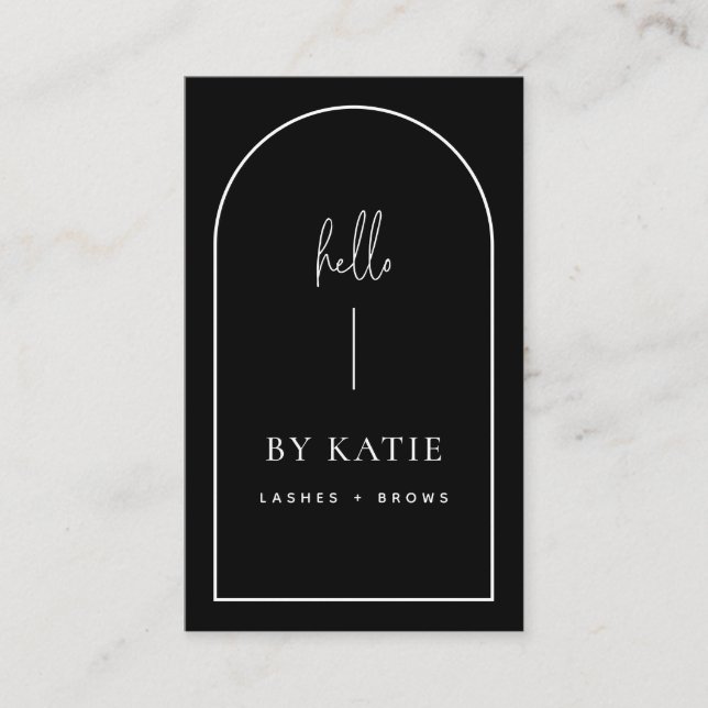 Minimalistisk Modern Black and White Arch Beauty Visitkort (Framsida)