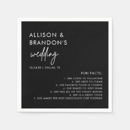 Minimalistisk Modern Black Bröllop Roligt Facts Na Pappersservett
