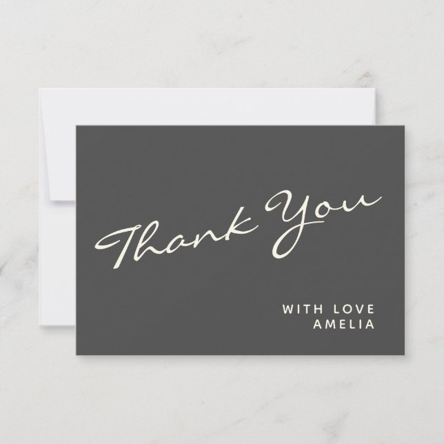 Minimalistisk Modern Black Calligraphy Namn Tack Kort (Framsida)