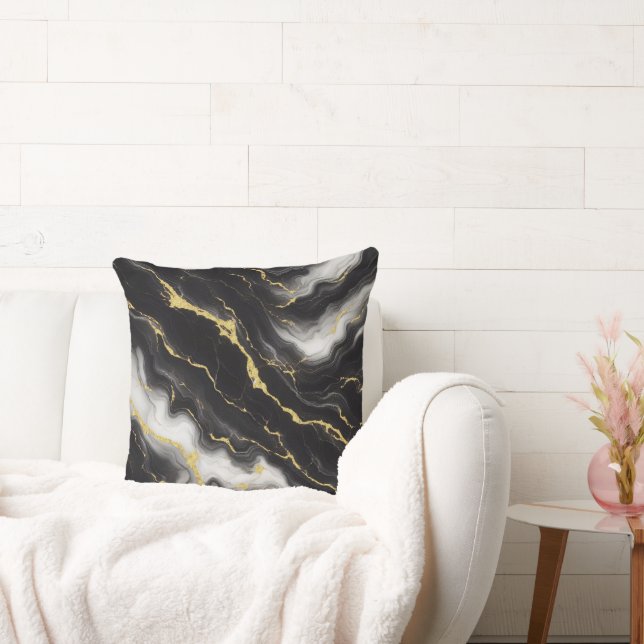 Minimalistisk Modern Black Guld Marble Kudde (Soffa)