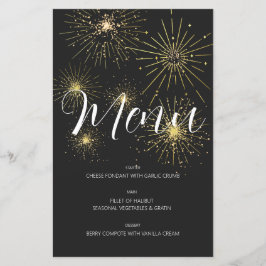 Minimalistisk Modern Black och Guld Party Menu