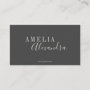 Minimalistisk Modern Black White Bold Script-Chic Visitkort