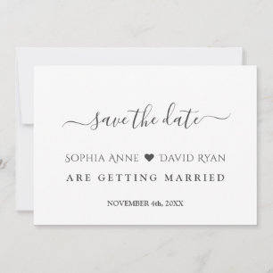 Minimalistisk Modern Black White Calligraphy Bröll Spara Datumet