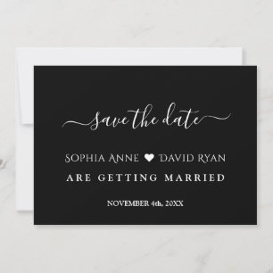 Minimalistisk Modern Black White Calligraphy Bröll Spara Datumet