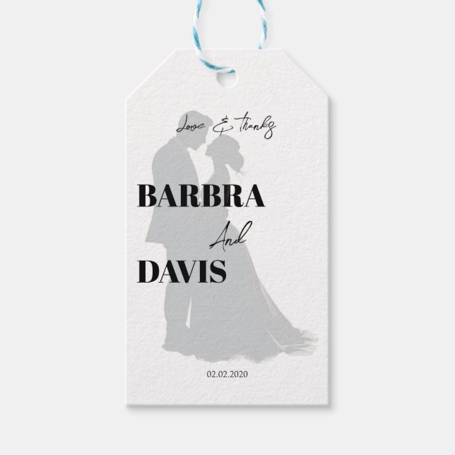 Minimalistisk Modern Black & White lite Silhouette Presentetikett (Framsidan)