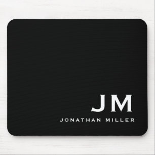 Minimalistisk Modern Block Monogram Svart Musmatta