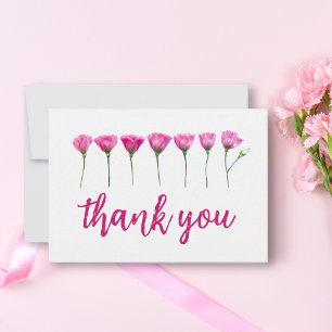 Minimalistisk Modern Blommig Rosa Tack Kort