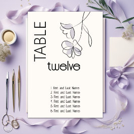 Minimalistisk Modern Blommigt Dusty Plum och Buff Bordsnummer