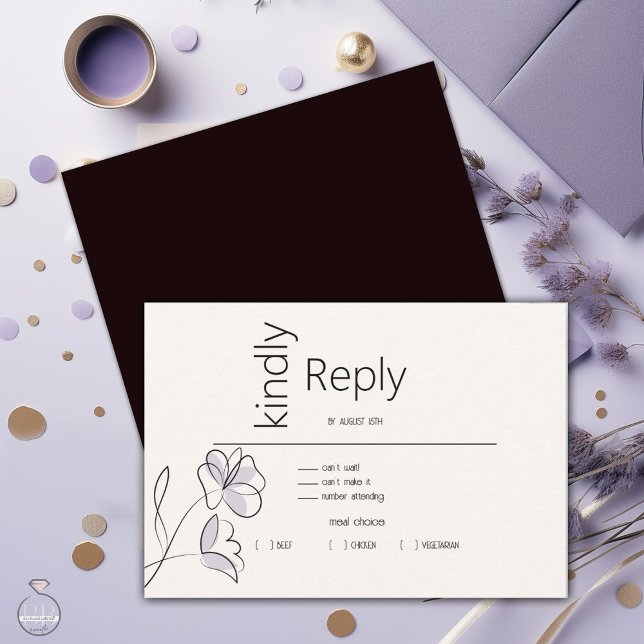 Minimalistisk Modern Blommigt Dusty Plum och Buff OSA Kort (Skapare uppladdad)