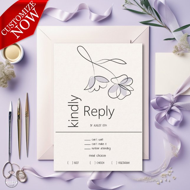 Minimalistisk Modern Blommigt Dusty Plum och Buff OSA Kort (Easy to personalize)