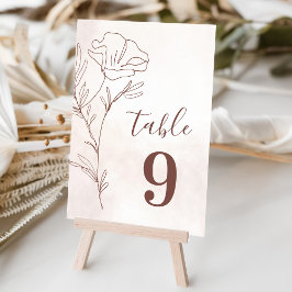 Minimalistisk Modern Blommigt Sketch Elegant bröll Bordsnummer