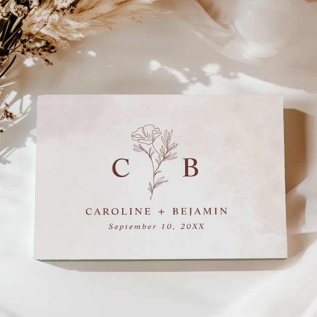 Minimalistisk Modern Blommigt Sketch Elegant bröll Gästböcker (Skapare uppladdad)